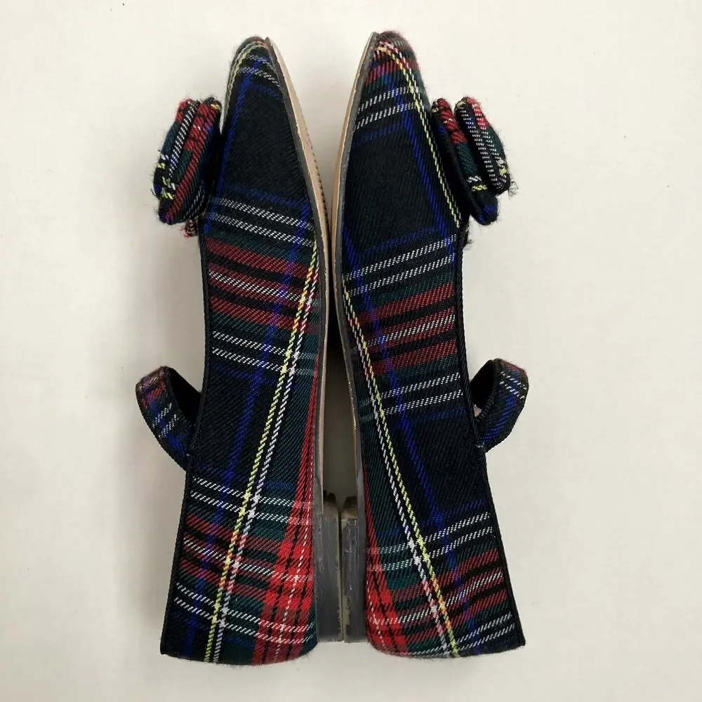 J. Crew Stewart Tartan Plaid Mary Jane Flats Holiday 12 Girls
